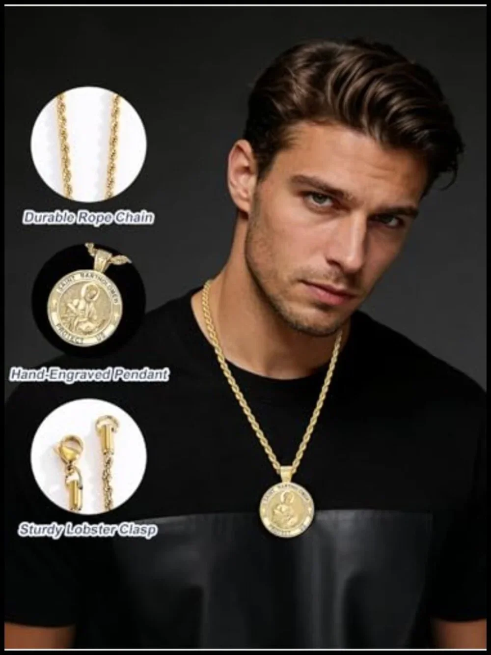 14K Gold Plated Saint Dymphna Pendant Necklace Catholic Religious Gift with